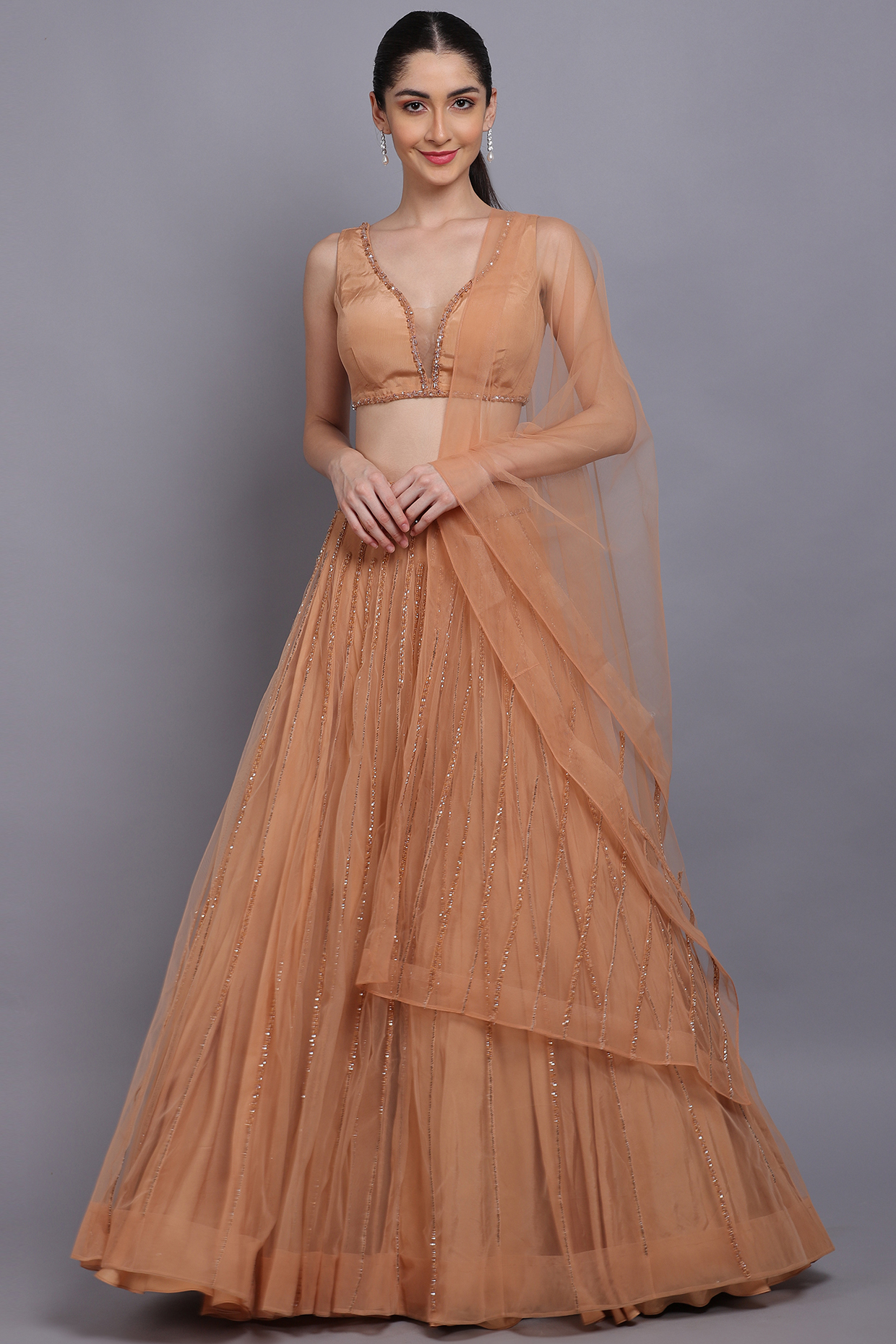 Nude Net Wedding Lehenga Set By Mahima Mahajan At Pernia S Pop Up Shop 2025