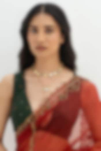 Gold Plated Faux Pearl & Mirror Work Layered Pendant Necklace by AMAMA at Pernia's Pop Up Shop