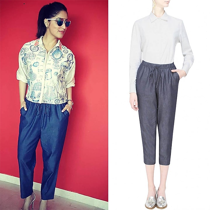 Anomaly presents Blue relaxed drawstring pants available only at Pernia's Pop Up Shop.