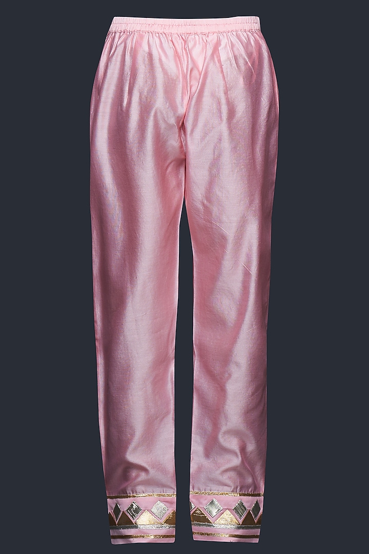 Peach Chanderi Pants by Gulabo By Abu Sandeep at Pernia's Pop Up Shop