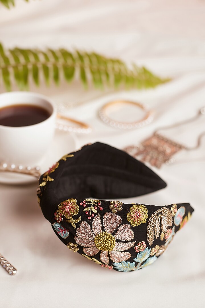 Black Thread Embroidered Headband by Joey & Pooh at Pernia's Pop Up Shop