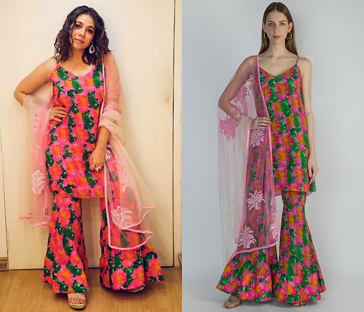 Pink Printed & Embroidered Wedding Sharara Set by Masaba at Pernia's Pop Up Shop