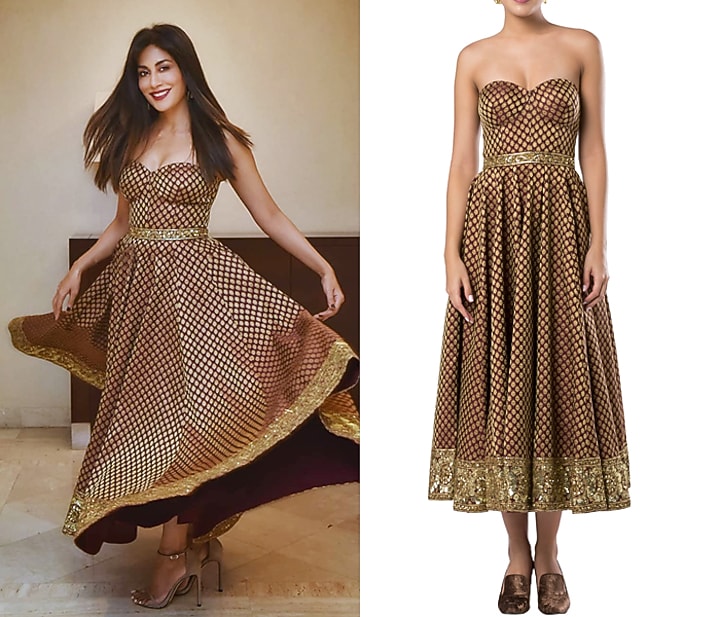 Beige embroidered Party Wear Dress by Rocky Star at Pernia's Pop Up Shop