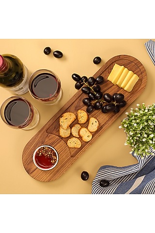 Brown Premium Teak Wood Platter by Utopia Choice