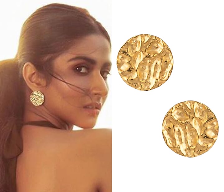 Gold plated textured stud earrings available only at Pernia's Pop Up Shop.