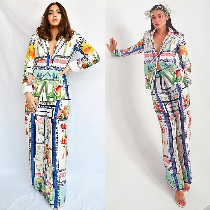 Ivory Printed Jacket by Limerick By Abirr N' Nanki at Pernia's Pop Up Shop