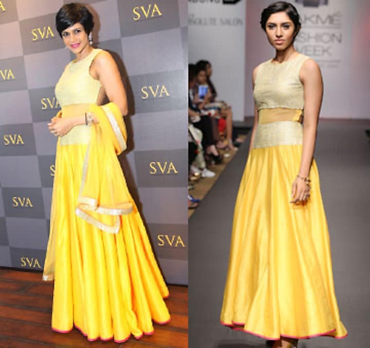 Yellow floor length dress with sheer midriff available only at Pernia's Pop-Up Shop.