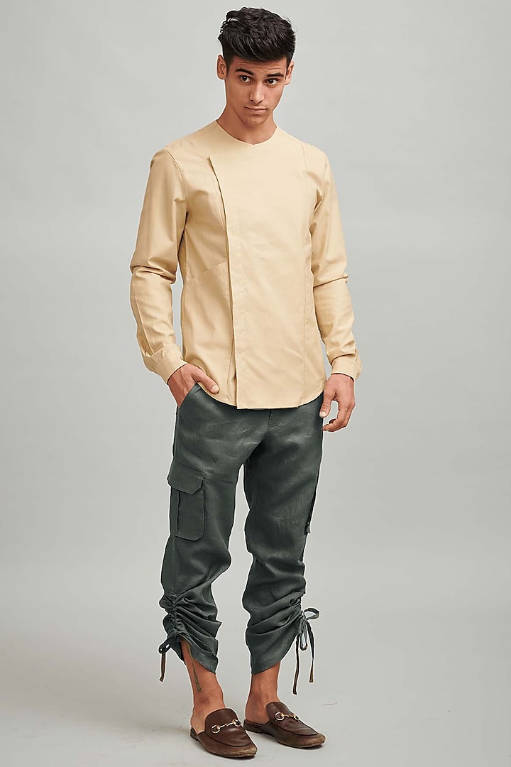 Military Green Linen Pants by Dash and Dot Men