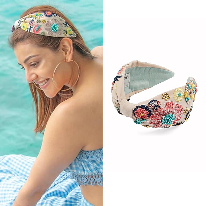 White Hairband With Thread Embroidery by Joey & Pooh at Pernia's Pop Up Shop