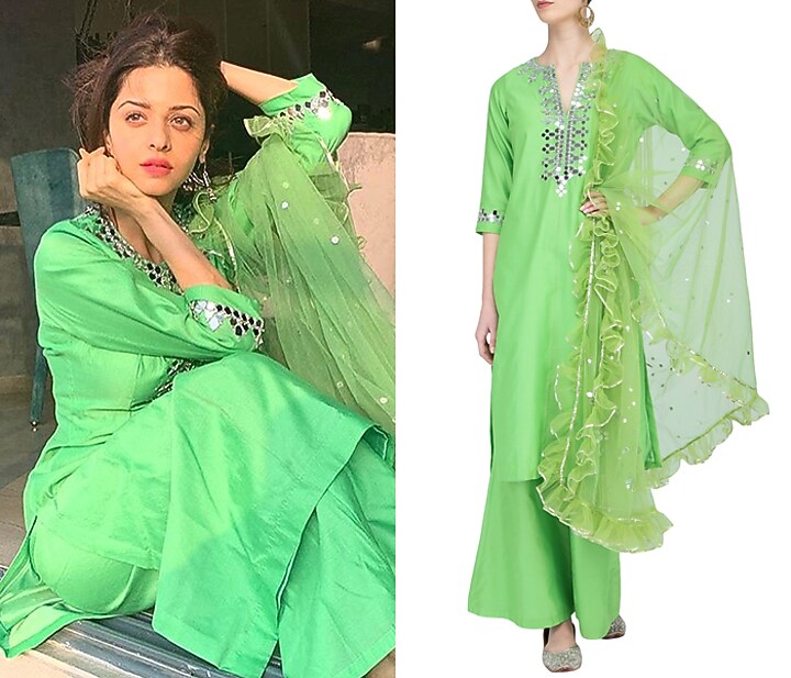 Pista Green Embroidered Kurta Set by Preeti S Kapoor at Pernia's Pop Up Shop