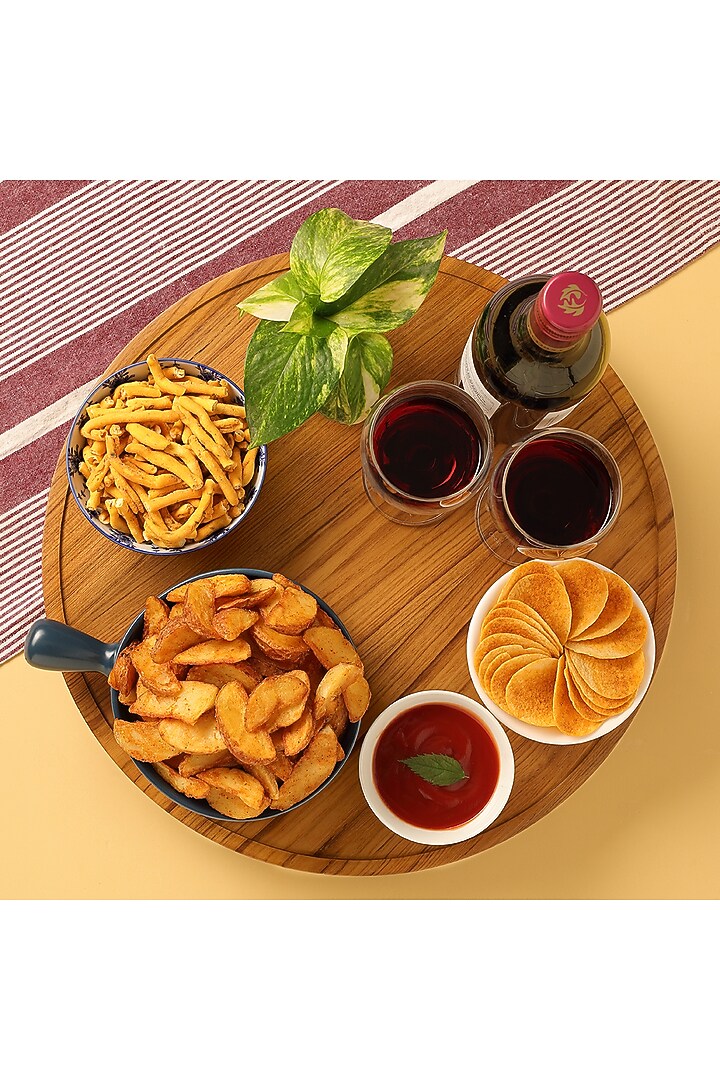 Brown Premium Teak Wood Lazy Susan by Utopia Choice at Pernia's Pop Up Shop