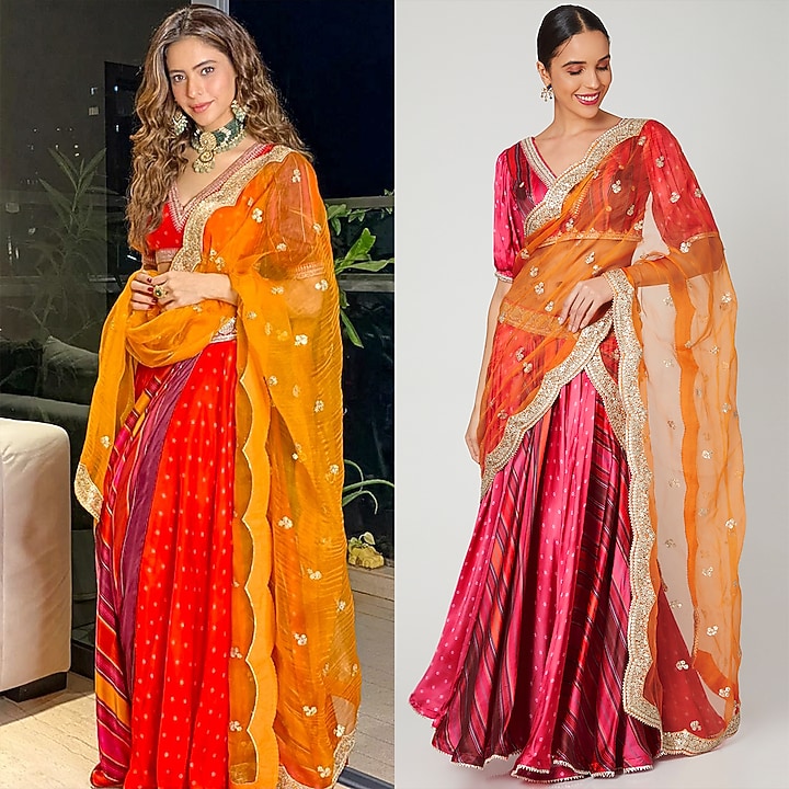Red Embroidered Wedding Lehenga Set by GOPI VAID at Pernia's Pop Up Shop