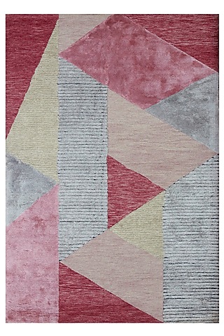Rose Pink & Grey Hand-Tufted Rug In Wool & Viscose by The blue knot