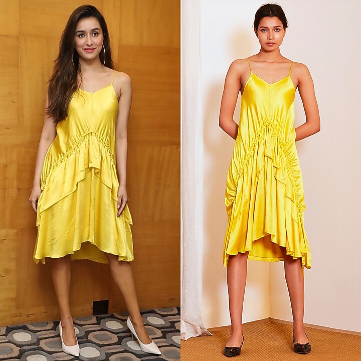 Yellow Adjustable Modal Satin Summer Dress by Ankita at Pernia's Pop Up Shop