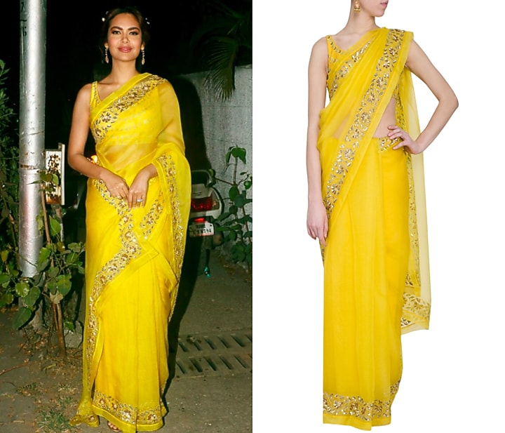 Yellow embroidered Wedding Saree set by Ranian at Pernia's Pop Up Shop
