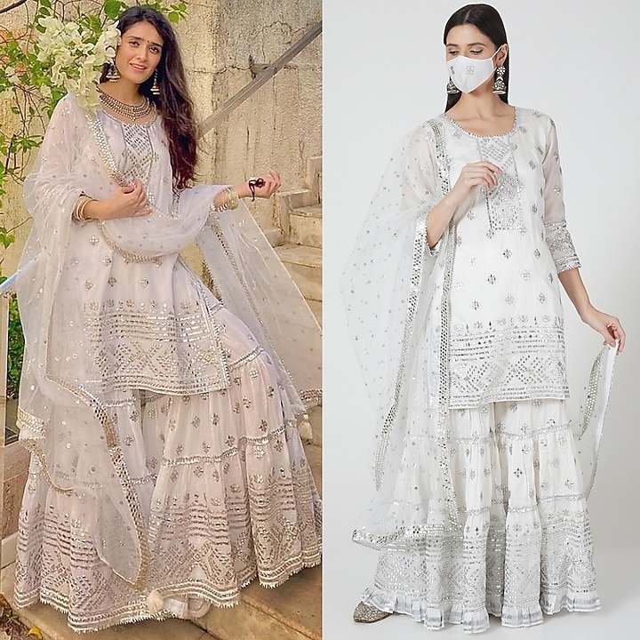White Embellished Wedding Sharara Set by GOPI VAID at Pernia's Pop Up Shop