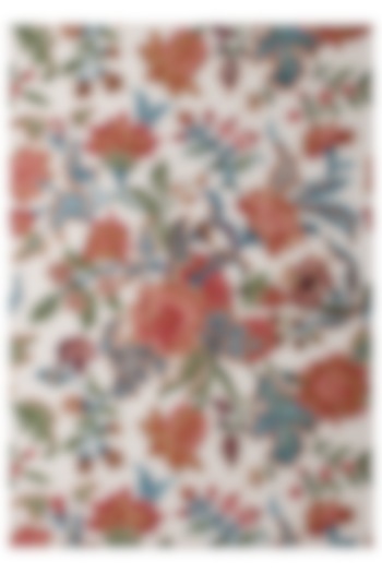 Ivory Hand-Tufted Rug With Multi-Colored Floral Motifs by The blue knot