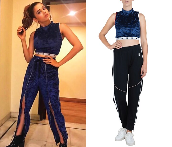 Blue velvet crop top available only at Pernia's Pop Up Shop.