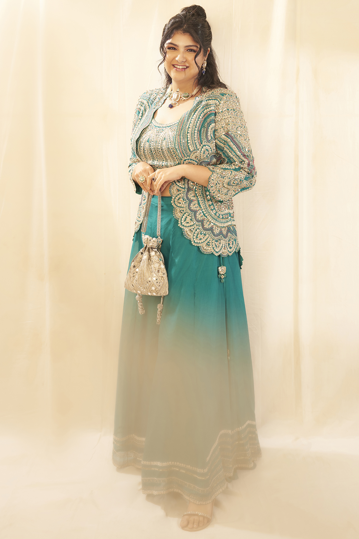 Pine Green Organza Jacket Set by Osaa By Adarsh at Pernia's Pop Up Shop