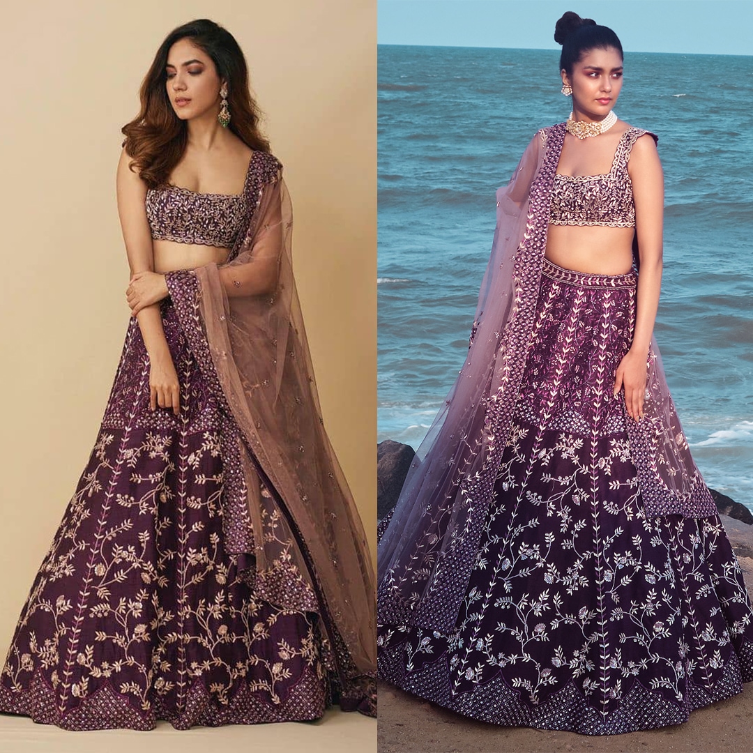 Dark purple bridal on sale lehenga