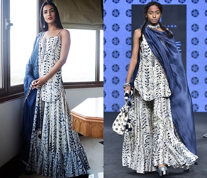 Ivory Printed & Embroidered Sharara Set by Punit Balana at Pernia's Pop Up Shop