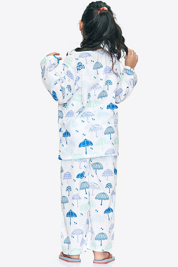 White Night Suit In Cotton For Girls by Nigh Nigh label at Pernia's Pop Up Shop