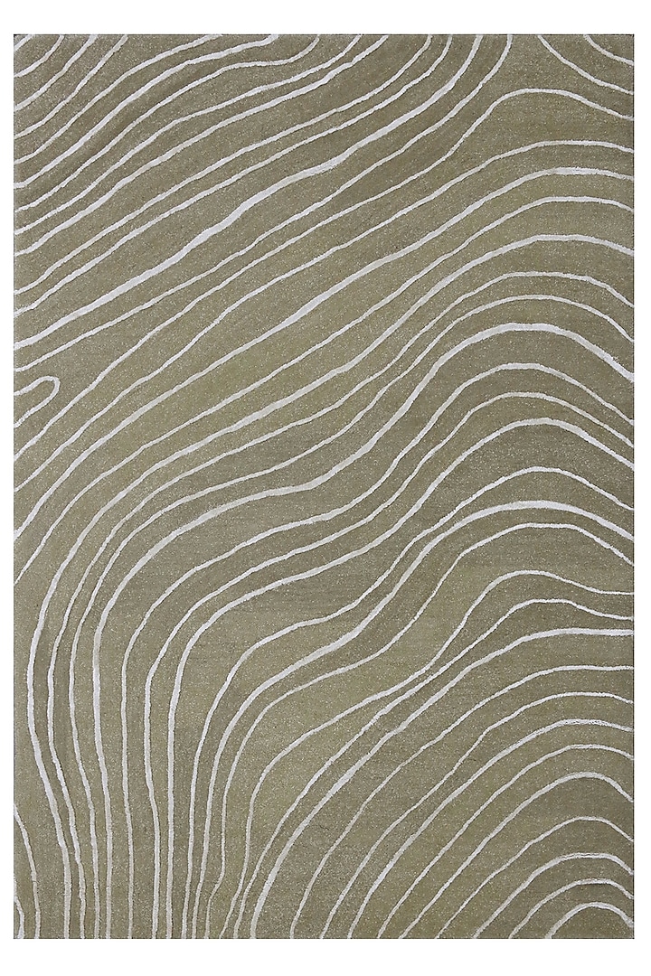 Beige Hand-Tufted Rug In Wool & Viscose by The blue knot