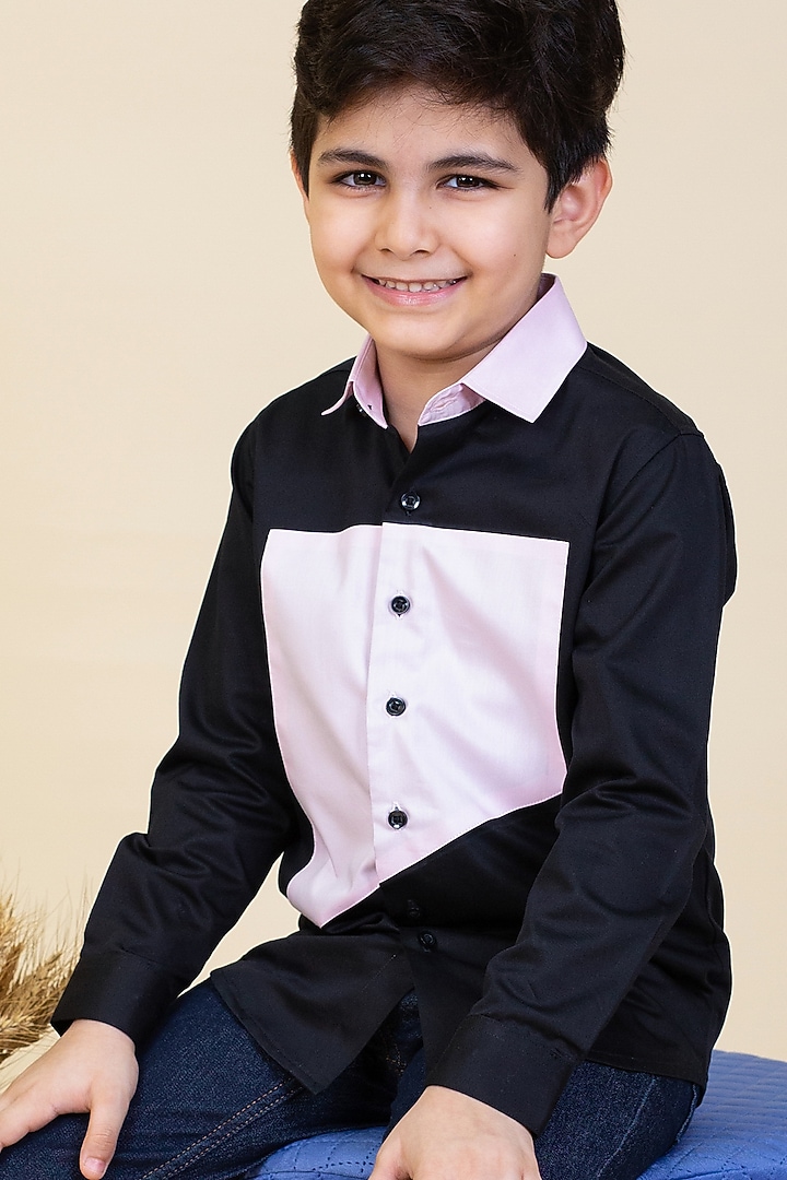 Black Cotton Shirt For Boys by Little Boys Closet at Pernia's Pop Up Shop