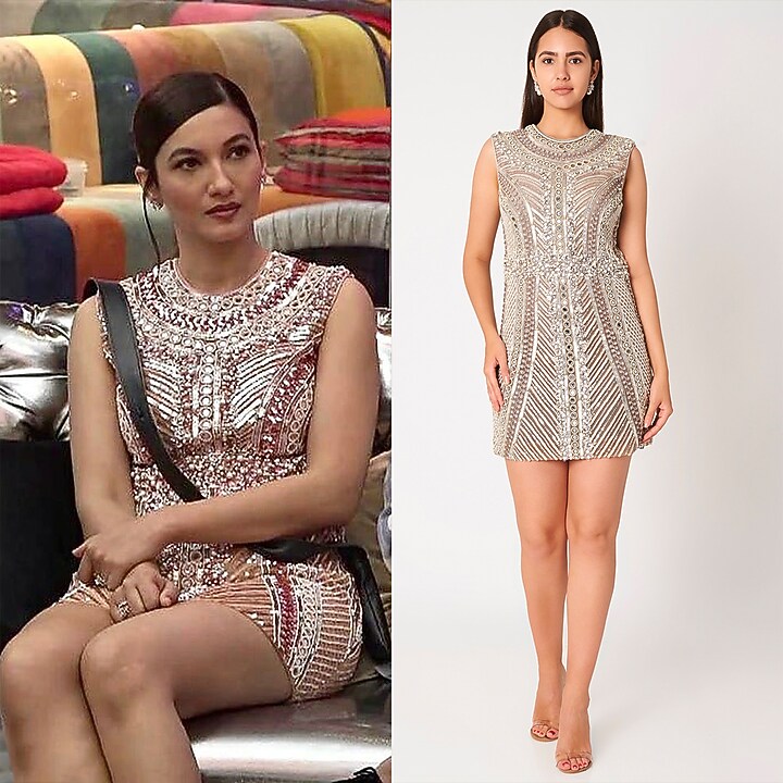 Silver Grey Embroidered Party Wear Dress by Dilnaz Karbhary at Pernia's Pop Up Shop