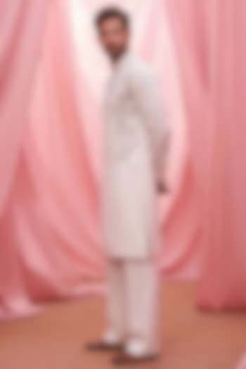 Cream Knit Embroidered Kurta Set by AMIT ARORA at Pernia's Pop Up Shop
