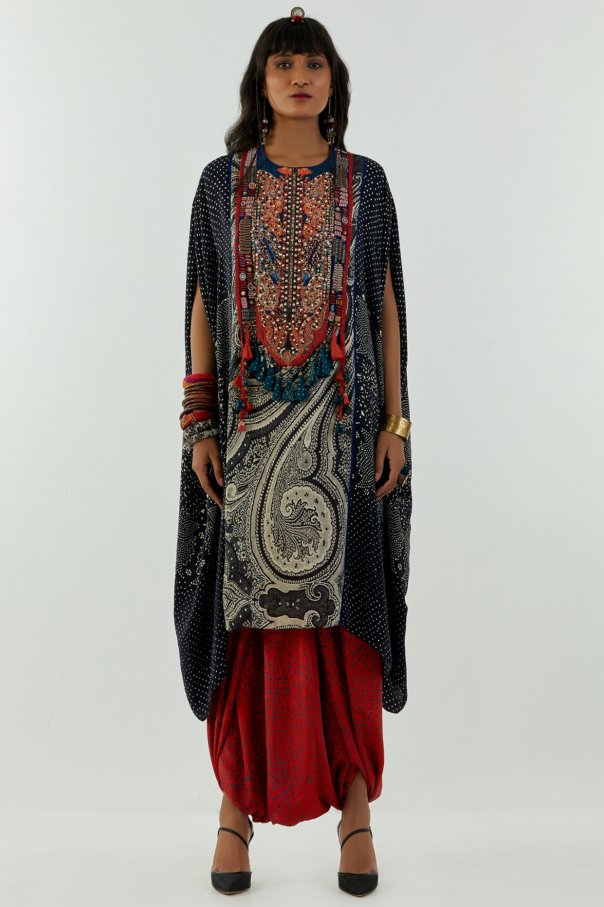 Grey Printed Tunic Set by Aseem kapoor at Pernia's Pop Up Shop