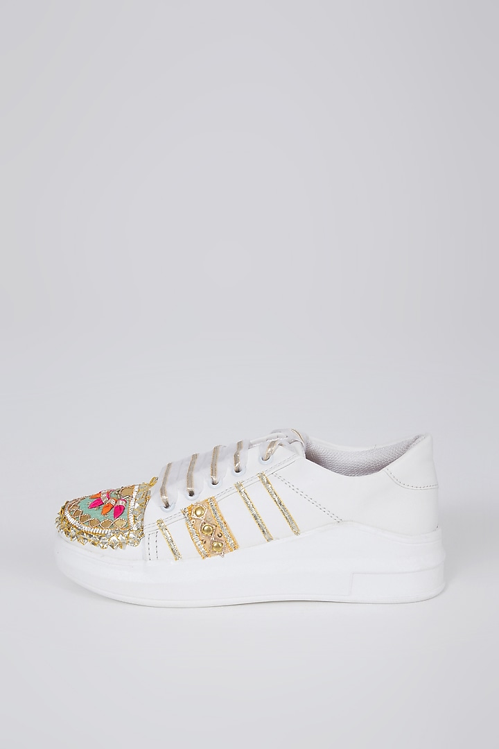 Golden Gota Embroidered Sneakers by Saree Sneakers