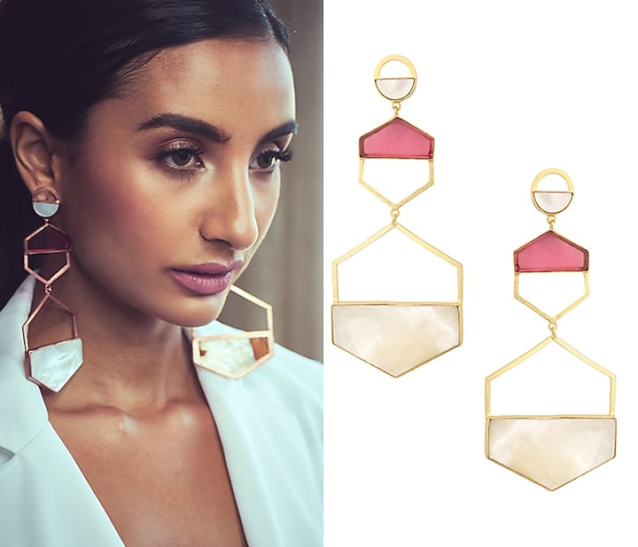 Gold Plated Pink Quartz Larva Earrings available only at Pernia's Pop Up Shop.