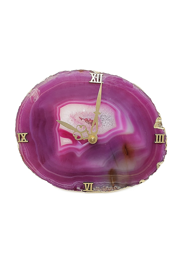 Pink Agate Table Clock by Gemtherapy