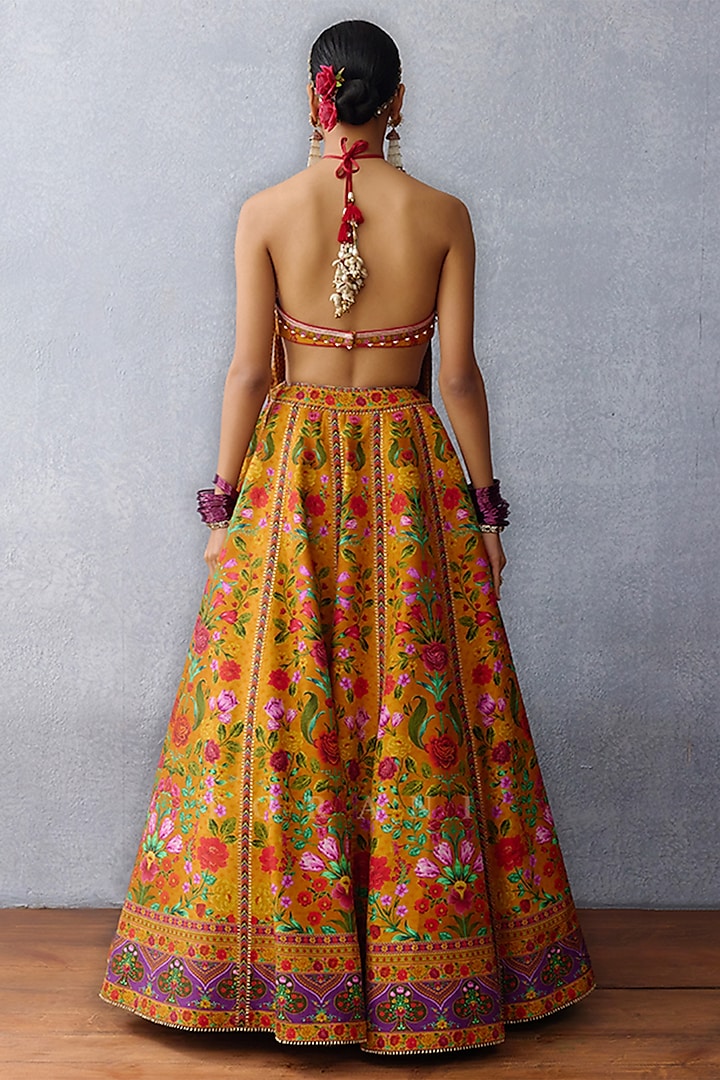 Yellow Silk Digital Printed Wedding Lehenga Set by TORANI at Pernia's Pop Up Shop