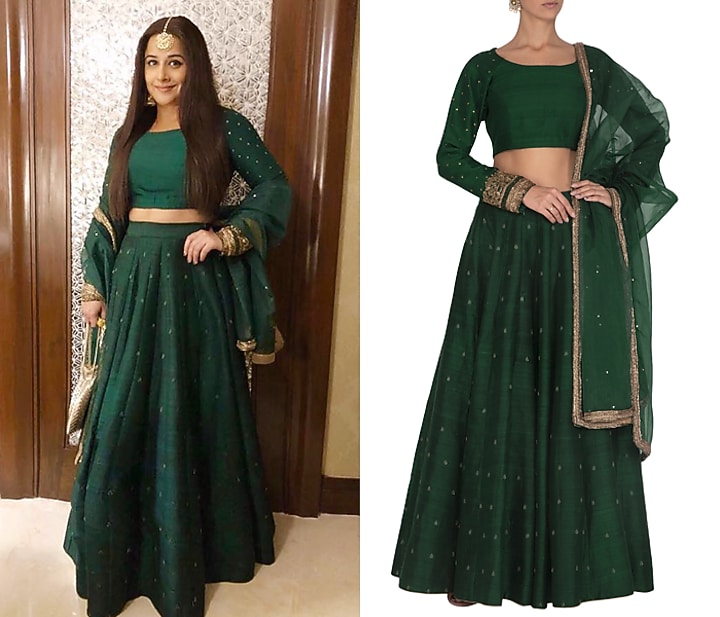 Dark Green Embroidered Wedding Lehenga Set by Mint Blush at Pernia's Pop Up Shop