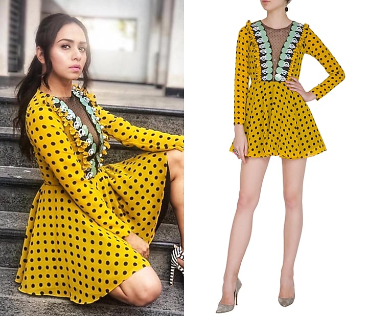 Yellow Polka Dot Skater Vacation Dress by Nitya Bajaj at Pernia's Pop Up Shop