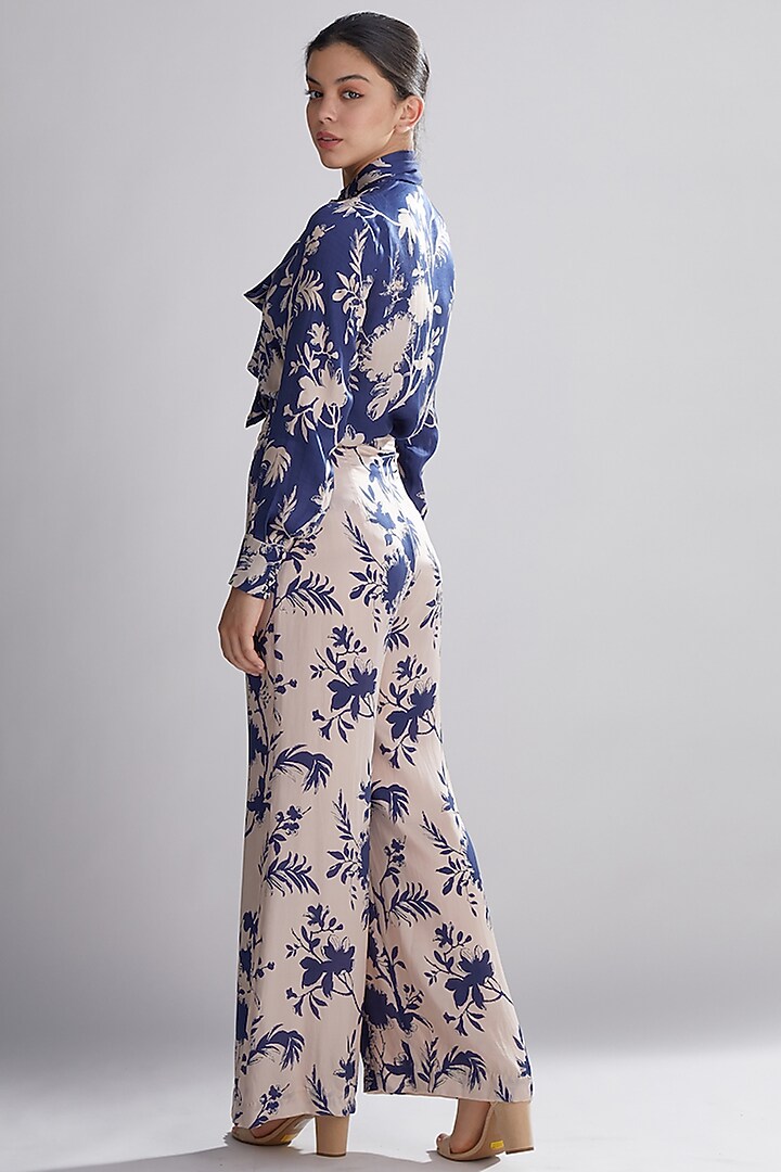 Blue & Peach Floral Pants by Koai at Pernia's Pop Up Shop