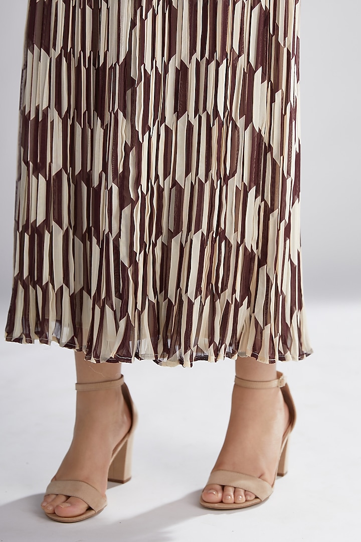 Brown & Cream Geometric Skirt by Koai at Pernia's Pop Up Shop