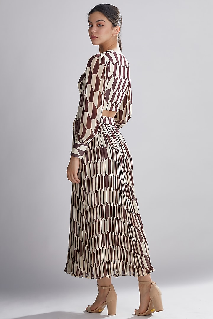 Brown & Cream Geometric Skirt by Koai at Pernia's Pop Up Shop