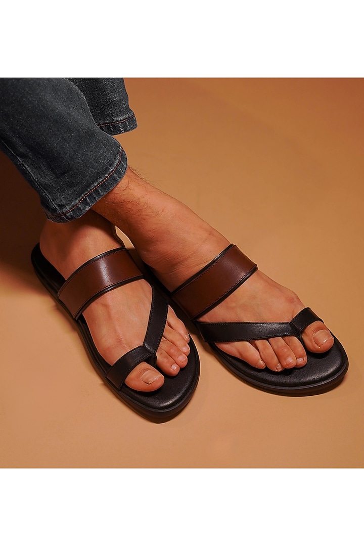 Black-Brown Leather Flats by Dmodot at Pernia's Pop Up Shop