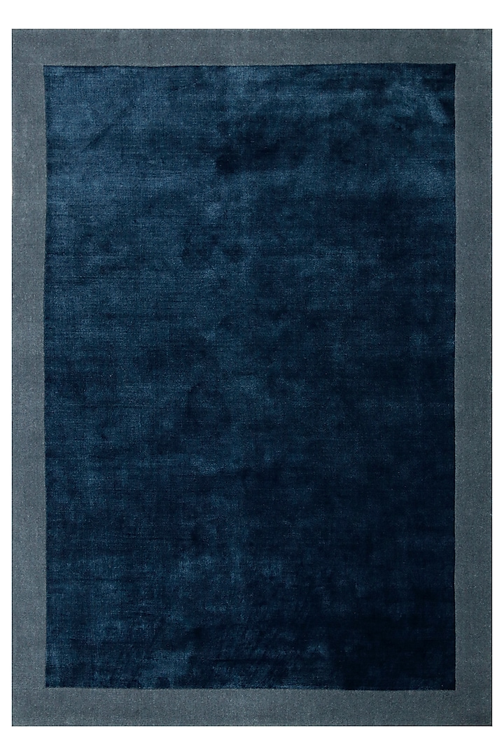 Cobalt Blue Handloom Rug In Viscose by The blue knot