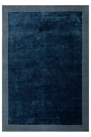 Cobalt Blue Handloom Rug In Viscose by The blue knot