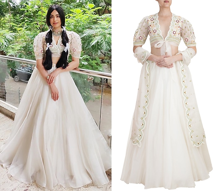 Enchanted Ivory Embroidered Wedding Lehenga Set by Kashmiraa at Pernia's Pop Up Shop