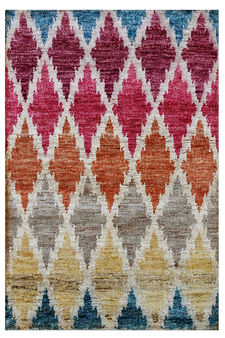 Multi-Colored Hand-Knotted Rug In Bamboo Silk by The blue knot