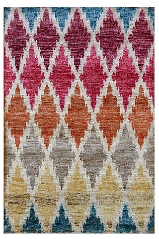 Multi-Colored Hand-Knotted Rug In Bamboo Silk by The blue knot