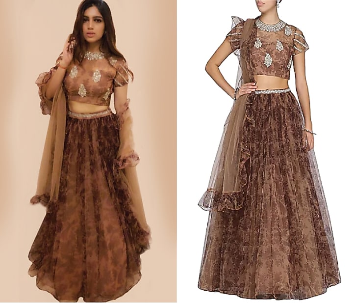 Nude pearl embroidered lehenga set available only at Pernia's Pop Up Shop.