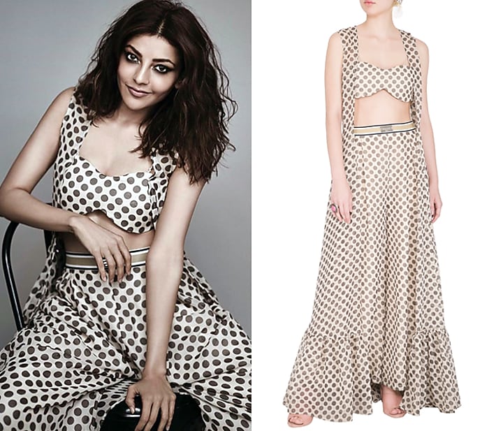 Ivory Polka Dot Bralette With Palazzo Pants & Cape by Nitya Bajaj at Pernia's Pop Up Shop