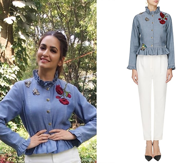 Denim blue bugs jacket available only at Pernia's Pop Up Shop.