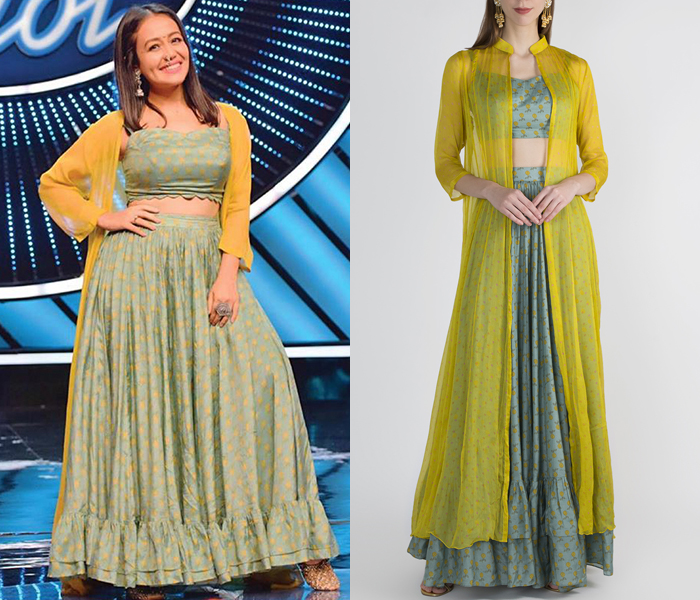 neha kakkar in green lehenga